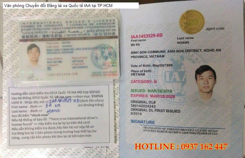 Văn phòng Chuyển đổi Bằng lái xe Quốc tế IAA tại TP.HCM